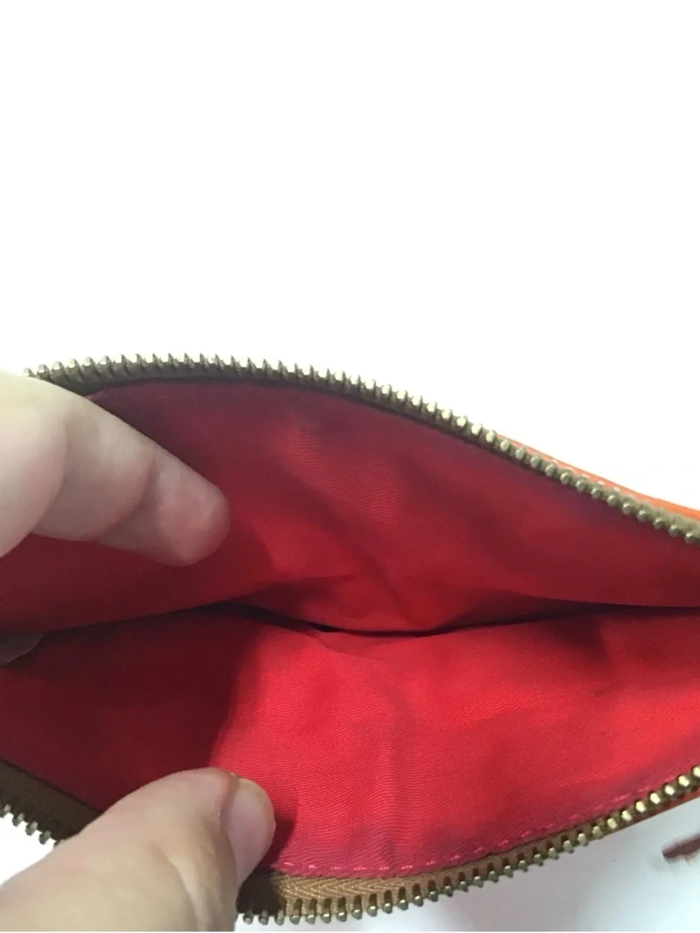 Dooney & Bourke Orange Leather Messenger Bag with Brown Trim
